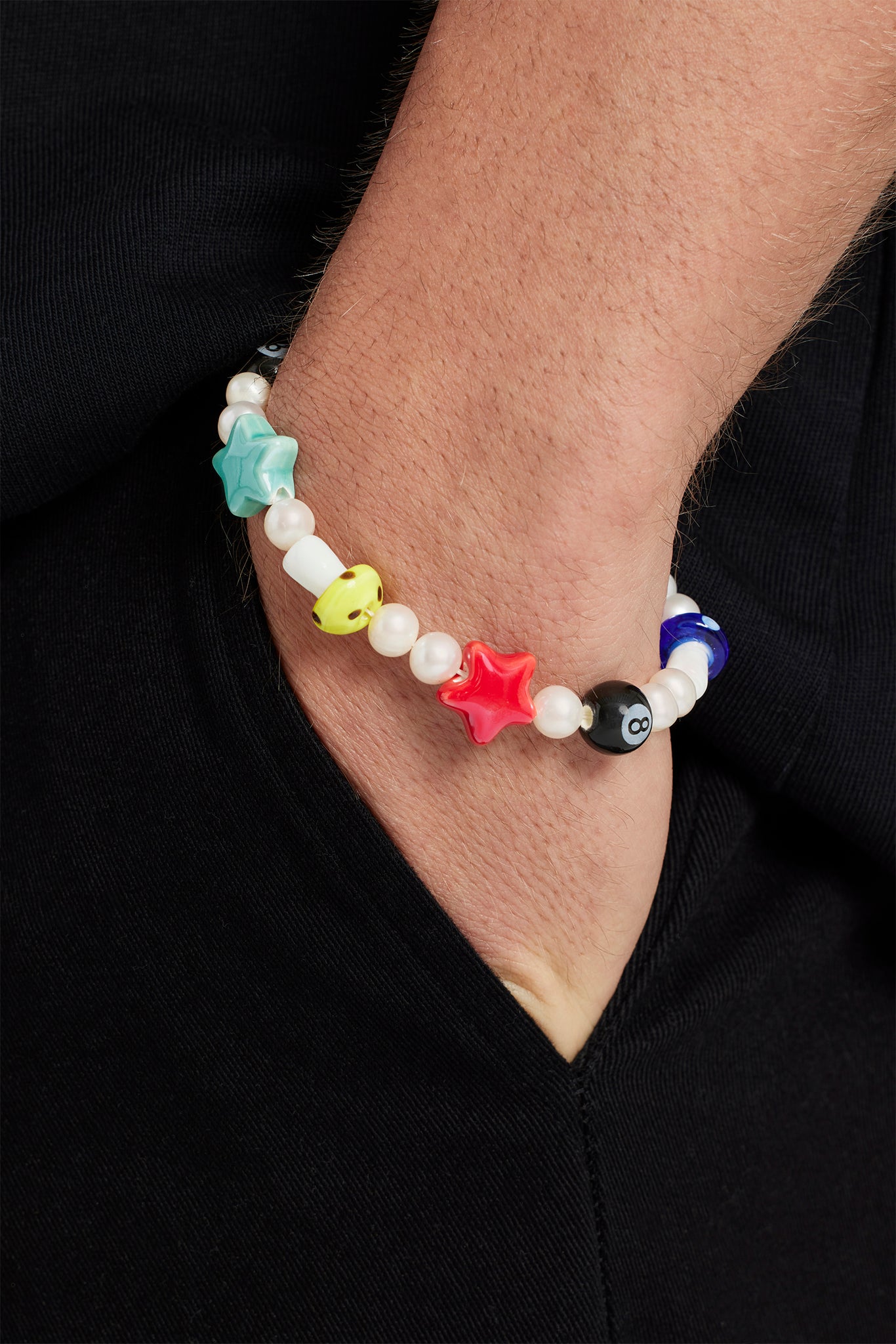 Freshwater Pearl and Acrylic Motif Bracelet 7+2